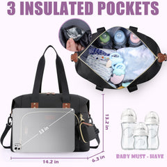 Tuwubi Diaper Bag Tote waterproof fabric protects belongings in rain or spills.