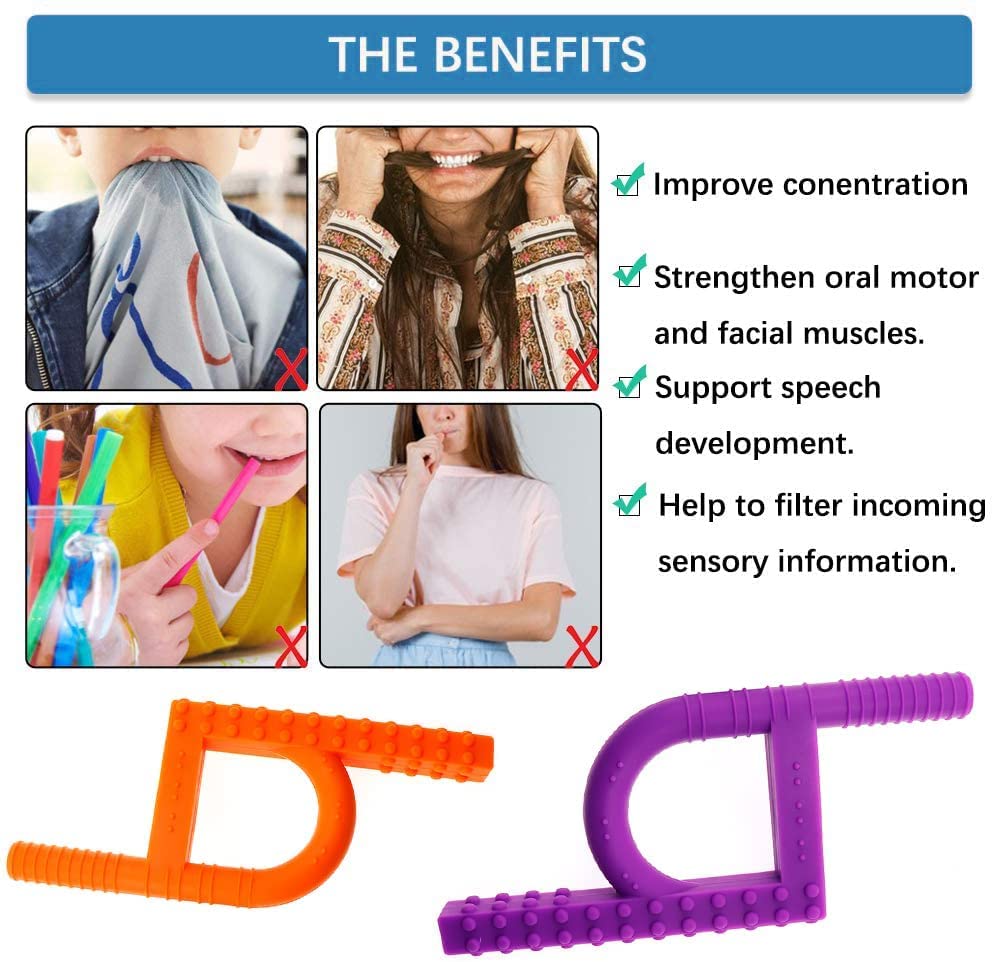Tuxepoc purple square teether promotes self-regulation and bite-strength building.