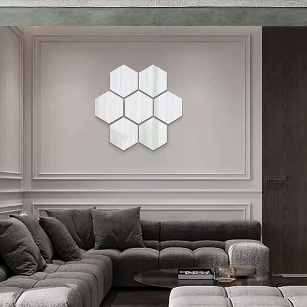 TVPHLLY hexagon silver mirror wall sticker brightens nurseries with soft reflective glow.