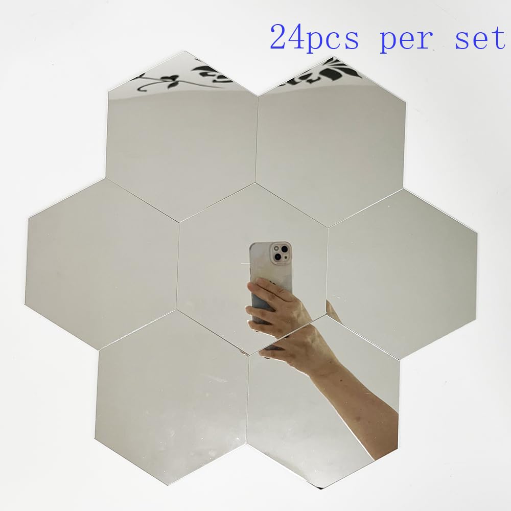 TVPHLLY hexagon silver mirror wall sticker adds sparkle to events and weddings.