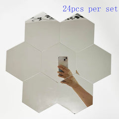 TVPHLLY hexagon silver mirror wall sticker adds sparkle to events and weddings.