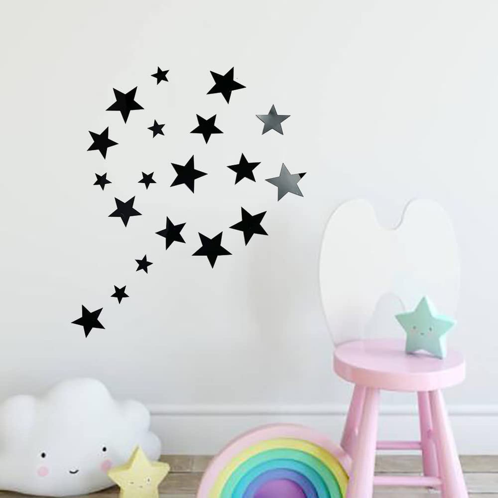 TVPHLLY black stars wall stickers with adhesive for quick nursery decor and photo backdrop
