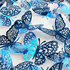 TVPHLLY blue butterfly wall art shown on smooth surfaces for nursery and classroom decor.