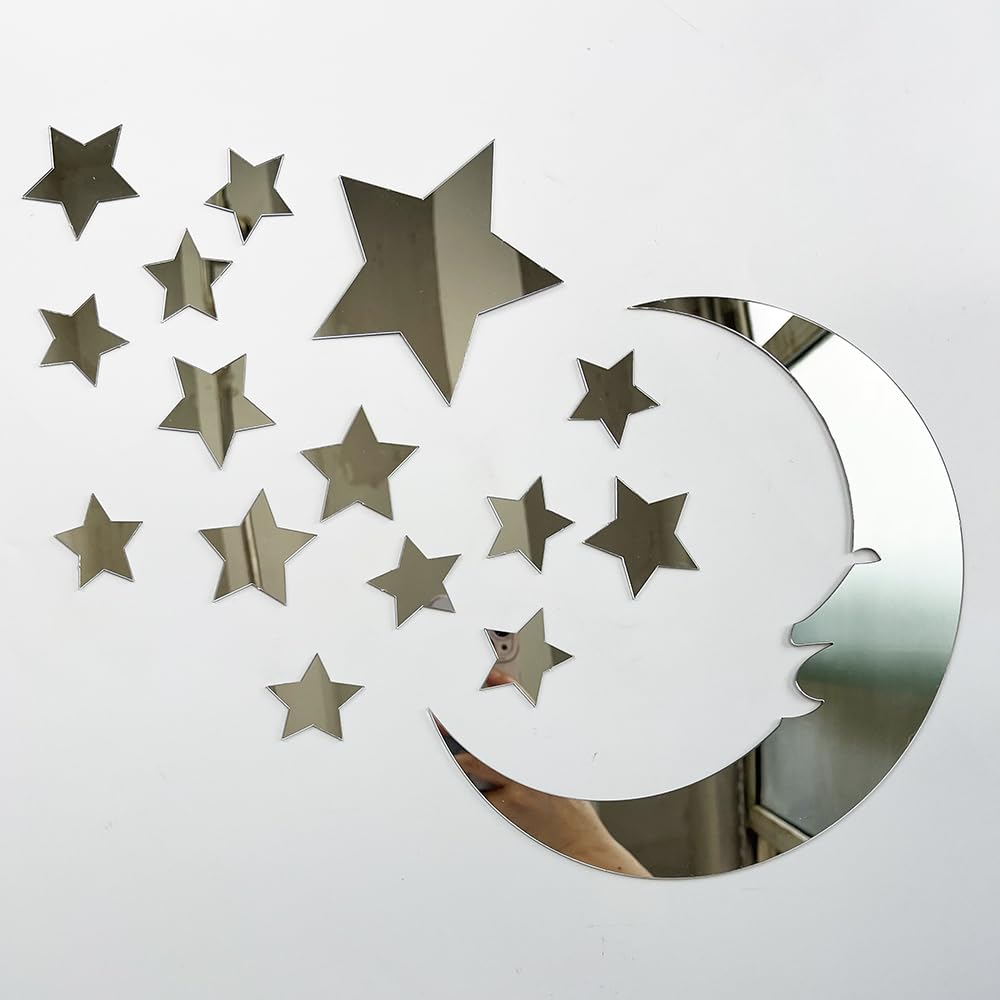 TVPHLLY Moon 3D silver wall sticker for a dreamy nursery ambiance.