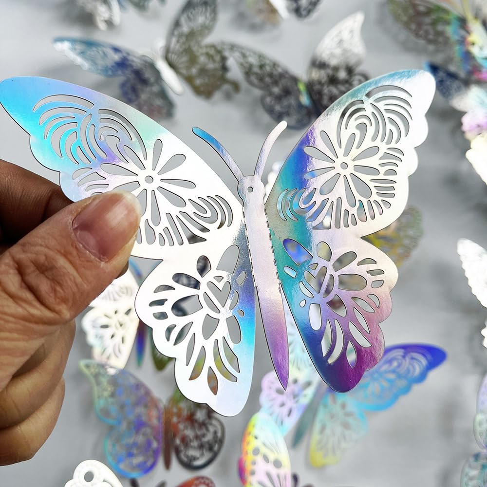 TVPHLLY silver butterfly party decor enhances event backdrop.