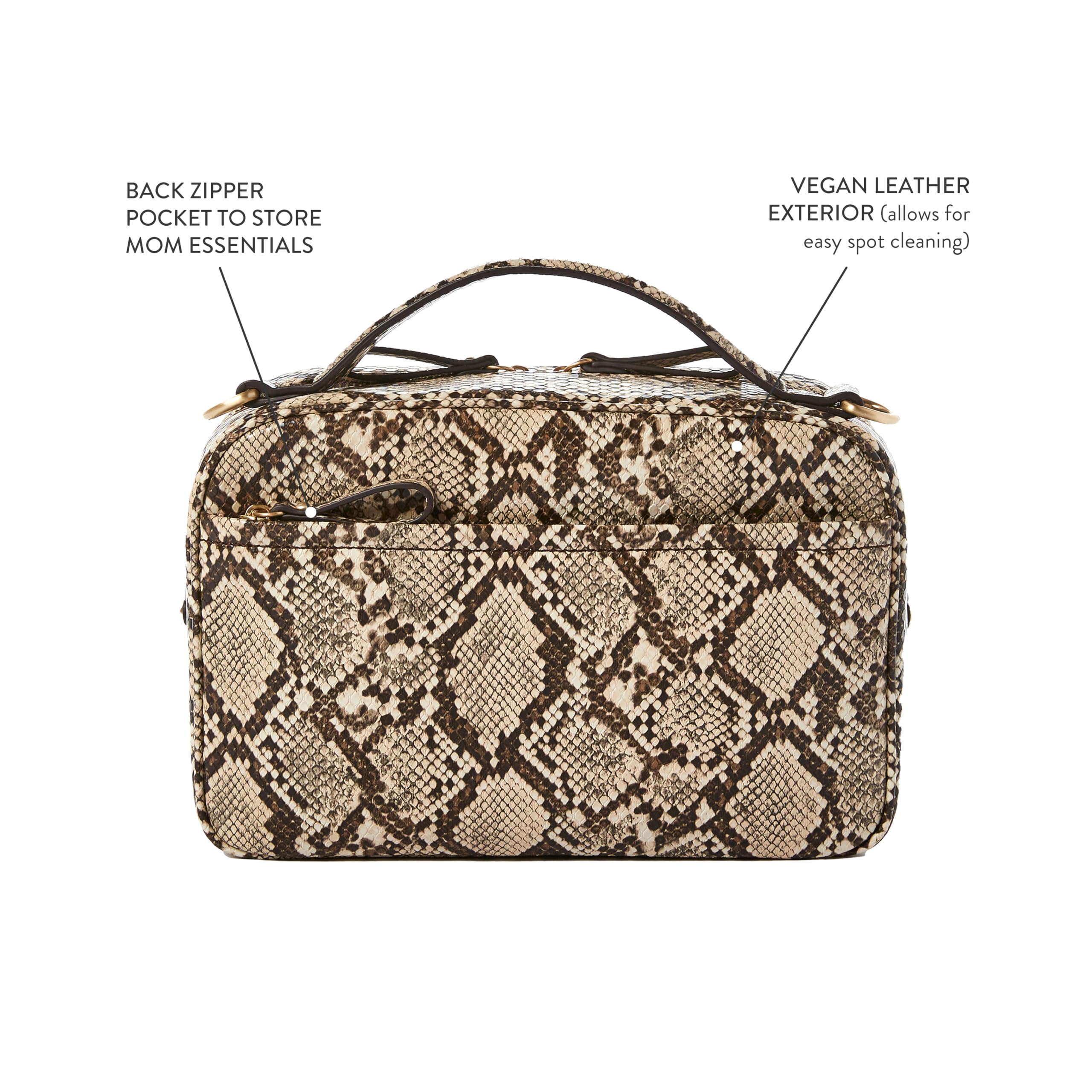 TWELVElittle Luxe Diaper Clutch detachable mesh pouch stores creams for quick access.