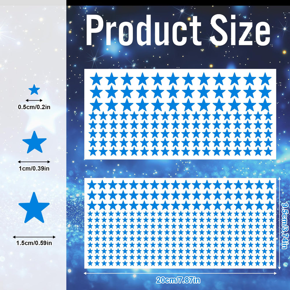 Tweruna peel-and-stick stars apply easily on smooth surfaces.