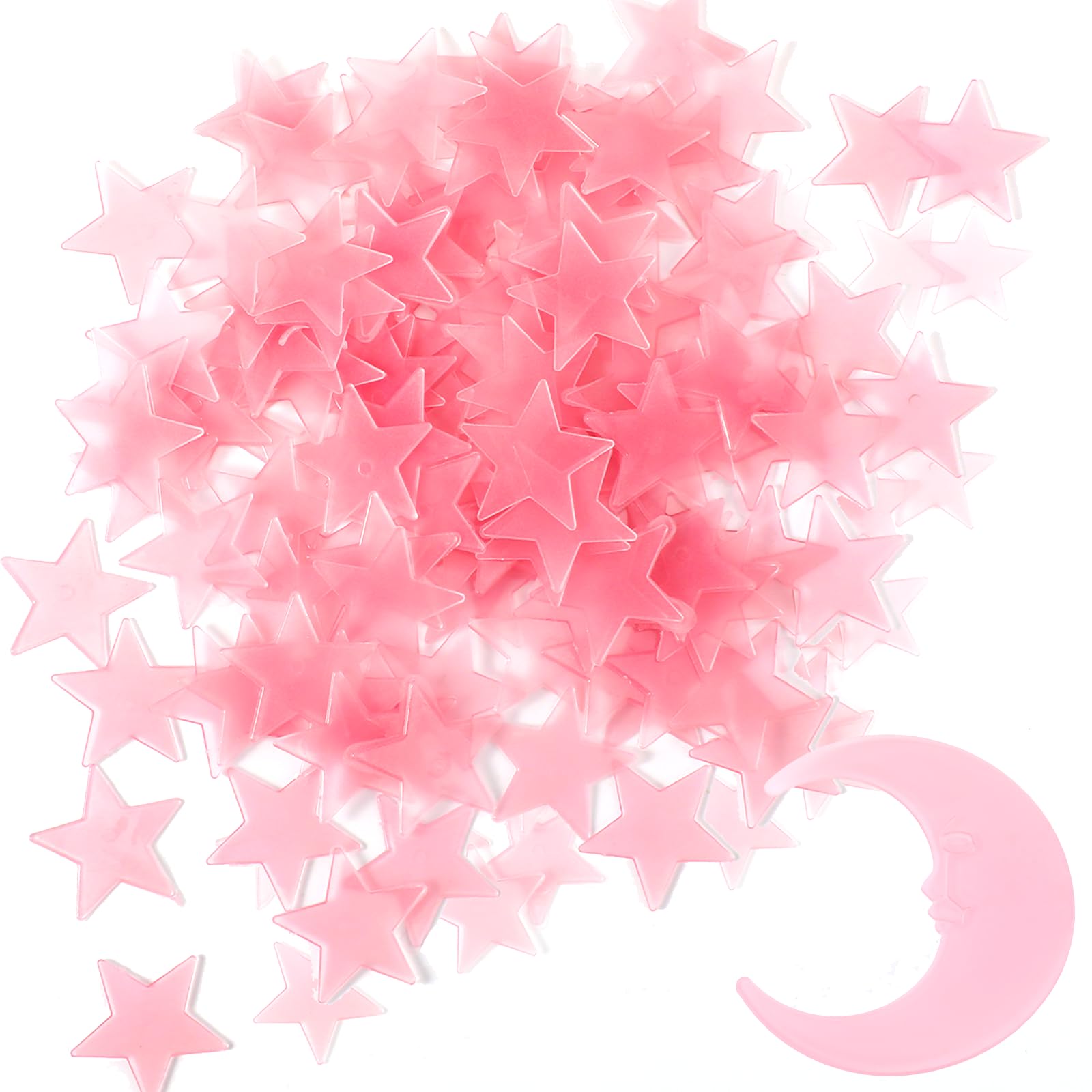 Tweruna pink glow-stars 3cm pack creates soft starry ceiling ambiance.