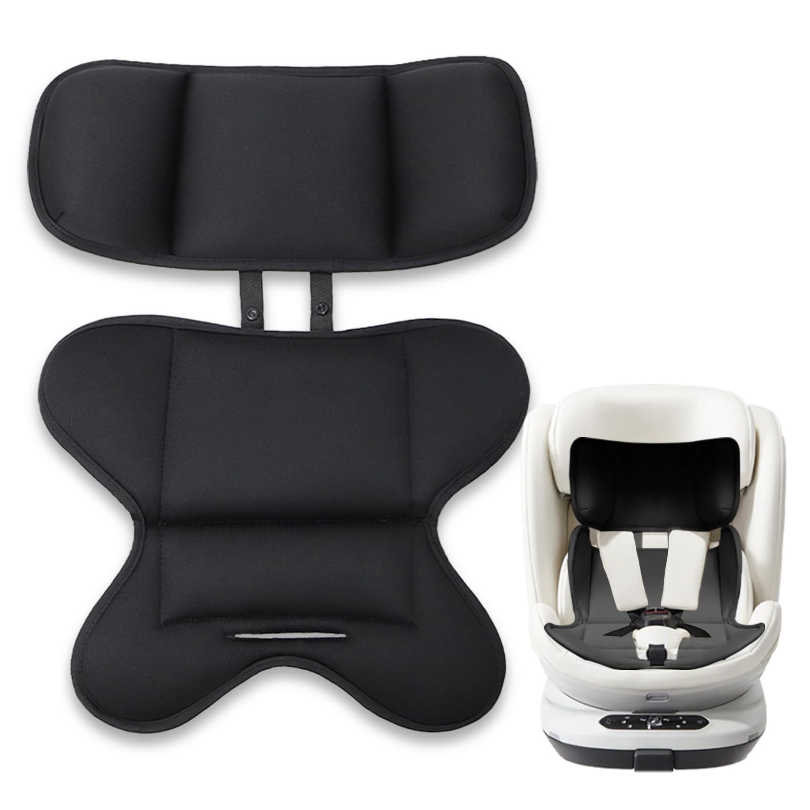 Twievo infant seat insert with head support in black for improved baby comfort.