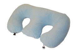Twin Z Pillow Blue front view – dual-baby support for comfortable feeding.