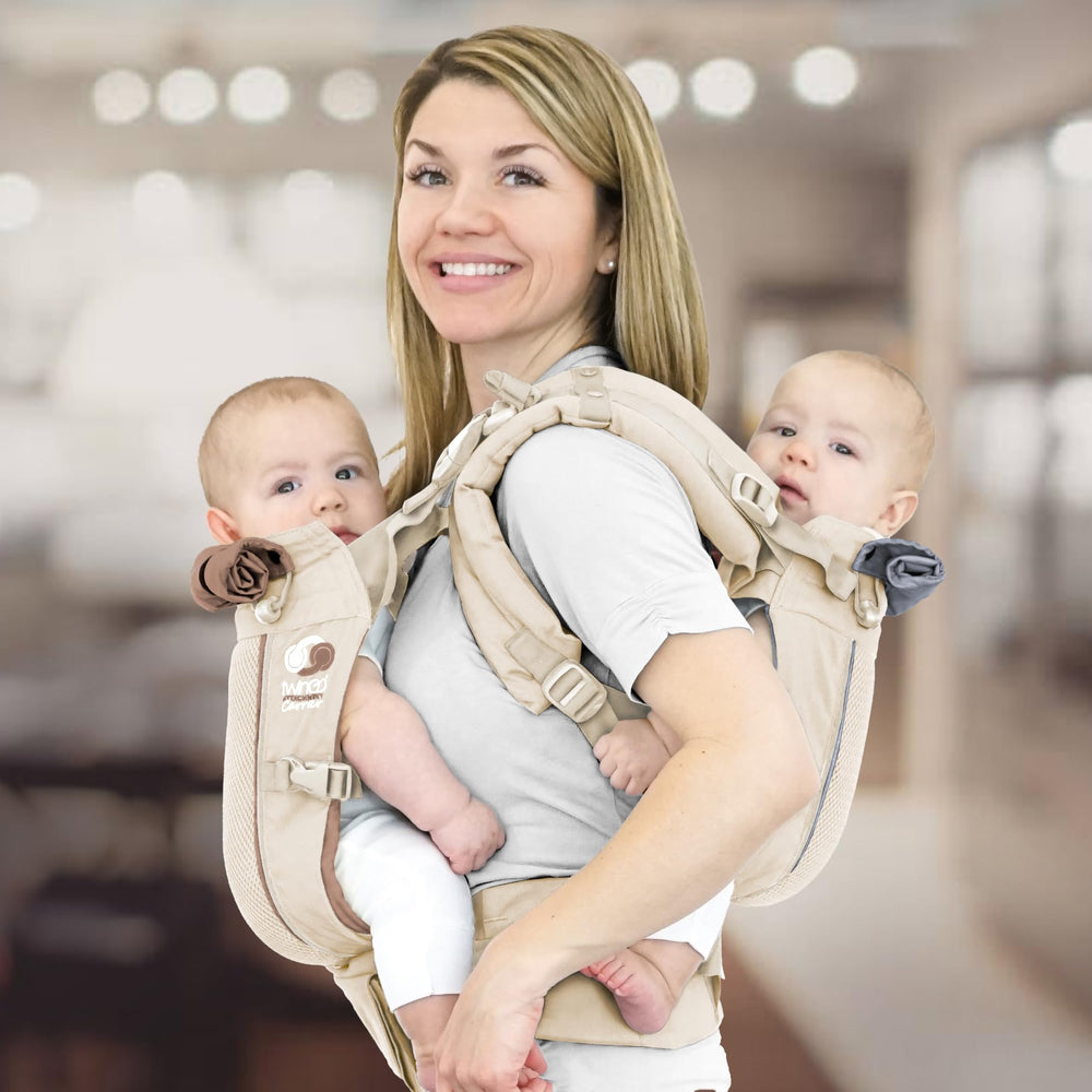 TwinGo Air Model two-babies division enables two adults to carry independently.