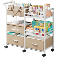 Twinkoo baby diaper caddy cart side view showing organized nursery compartments for easy access