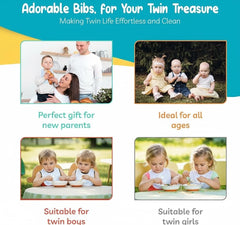 Twinstuff Drinking Buddies twin bibs feature nickel-free snaps for gentle secure fit.