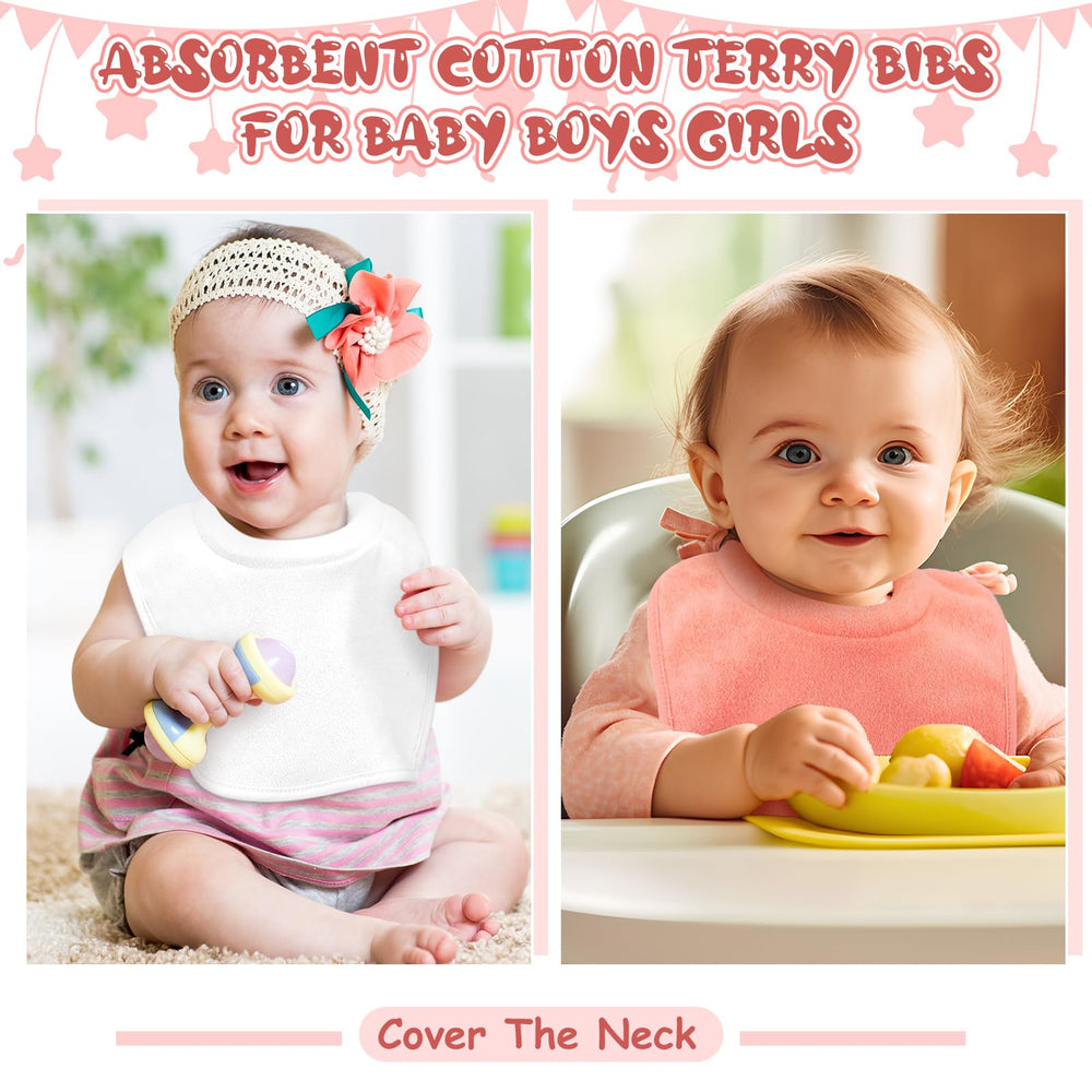 Twistover adjustable snaps keep bib in place during feeding