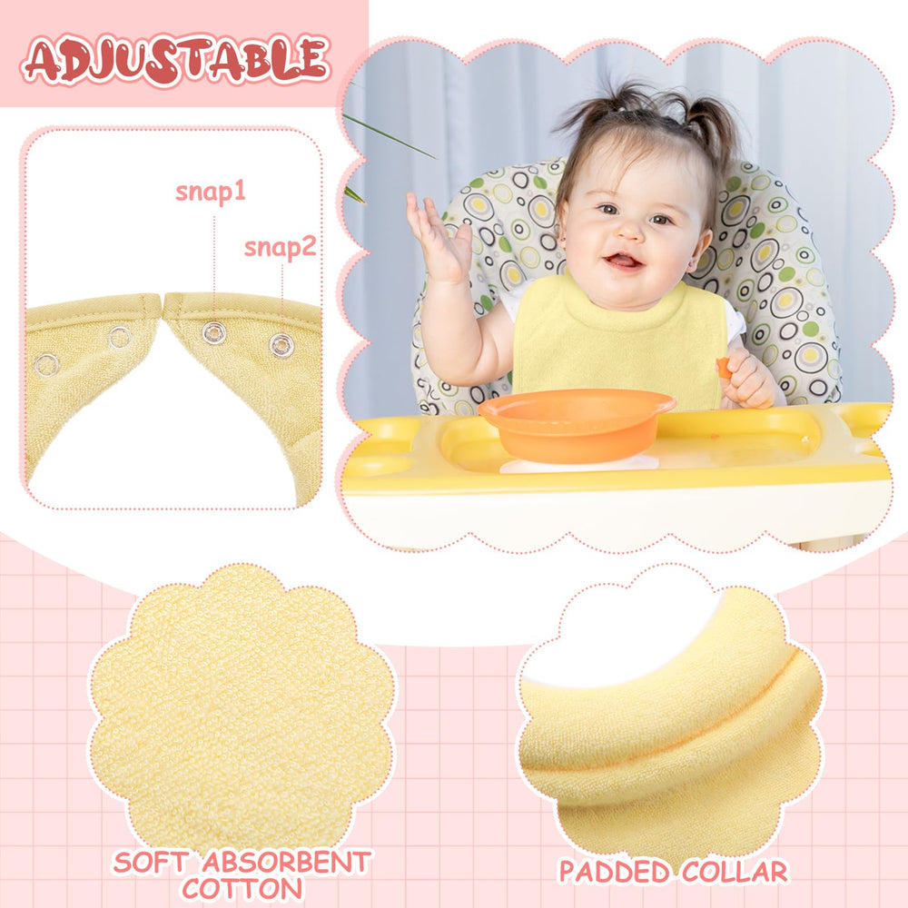 Twistover deep pink padded-collar bib absorbs drool during teething