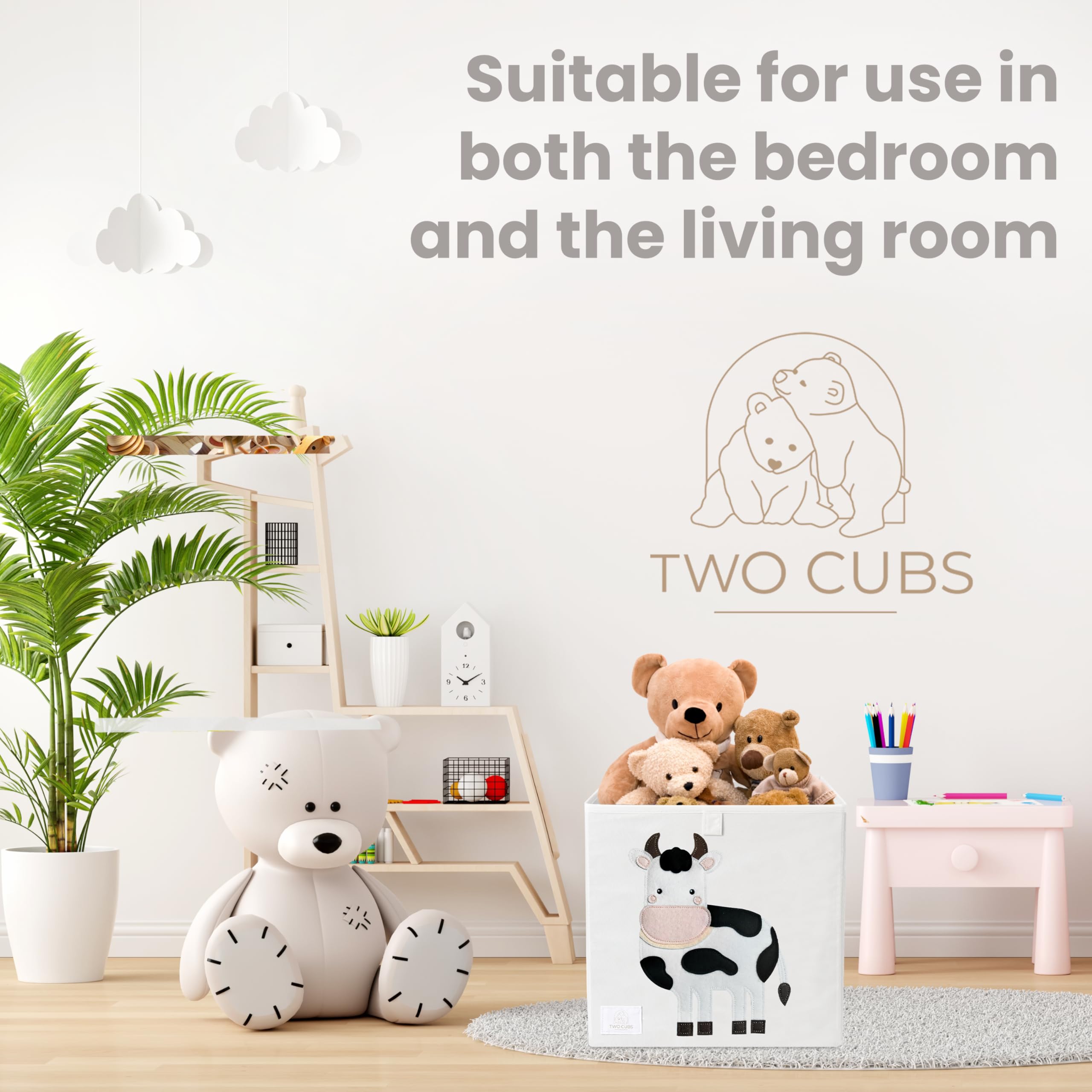 Two Cubs waterproof fabric bin wipes clean for quick maintenance