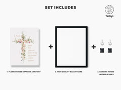 TwoDays floral Bible verse cross closeup for room display and inspiration