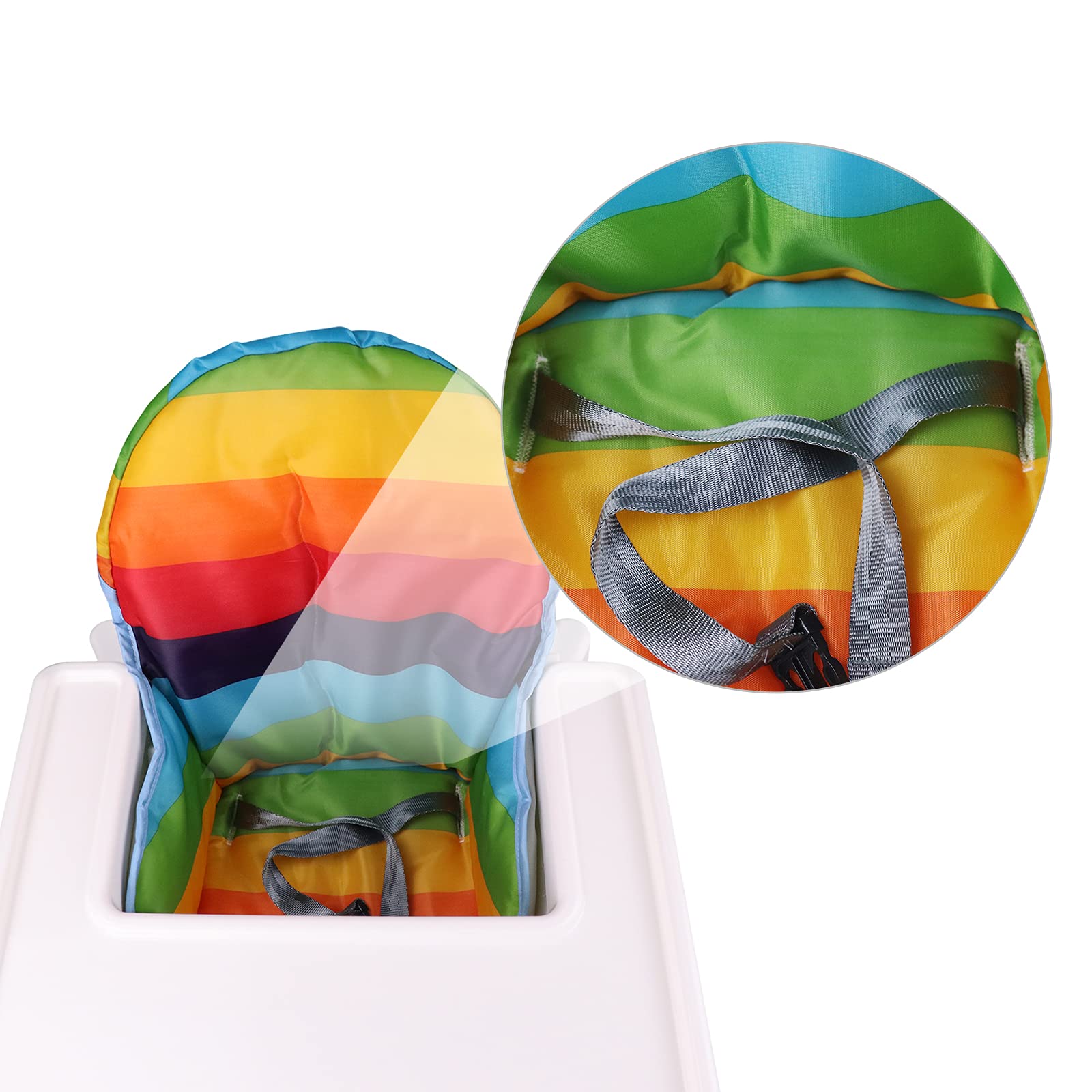 twoworld Antilop high chair cushion rainbow fabric texture and wipe-clean surface