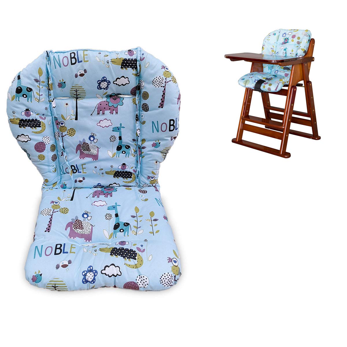 twoworld high chair cushion blue animal top view shows cushioned support during meals