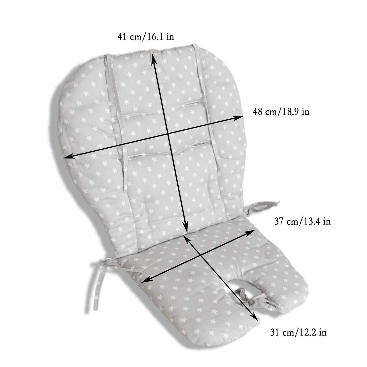 Twoworld high chair cushion on chair demonstrates versatile fit across many models