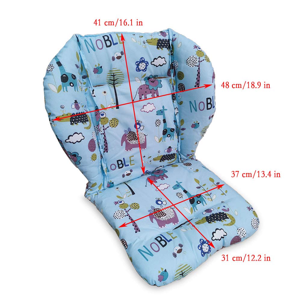 twoworld high chair cushion dimensions showing top and bottom measurements