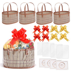TXMLXY bamboo gift baskets kit foldable display showing sturdy woven texture for gifting