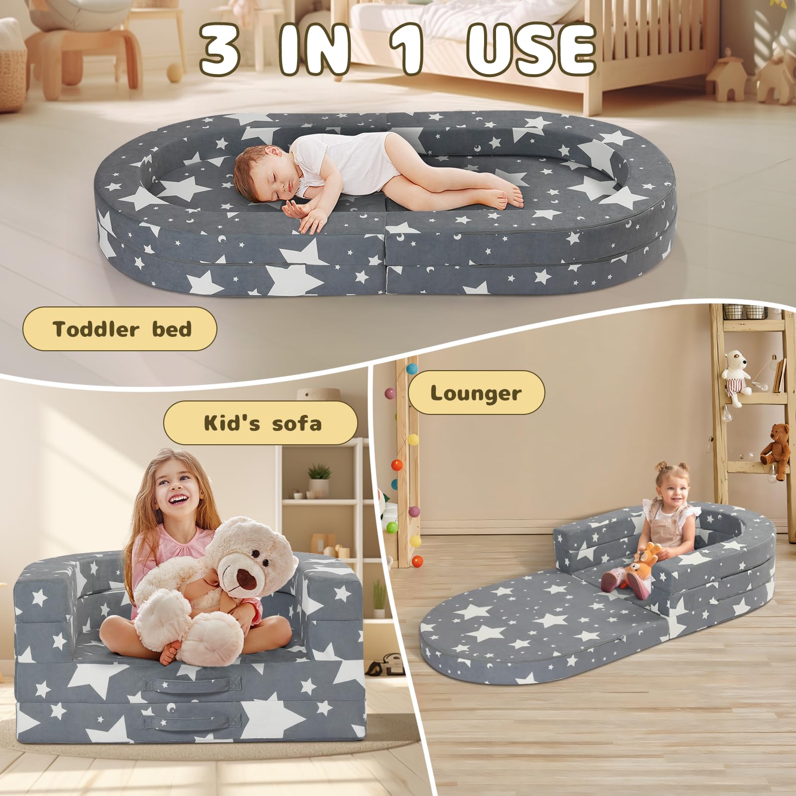 Tykacna bed with 3-inch guardrails offering secure space during naptime.