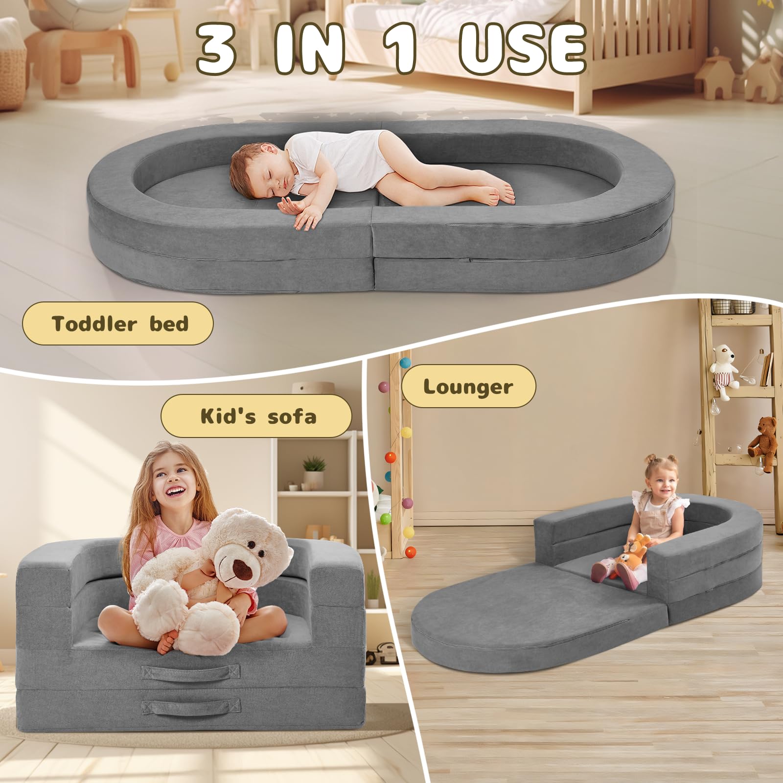 Tykacna travel toddler bed with guardrails enhances safety during play and rest.