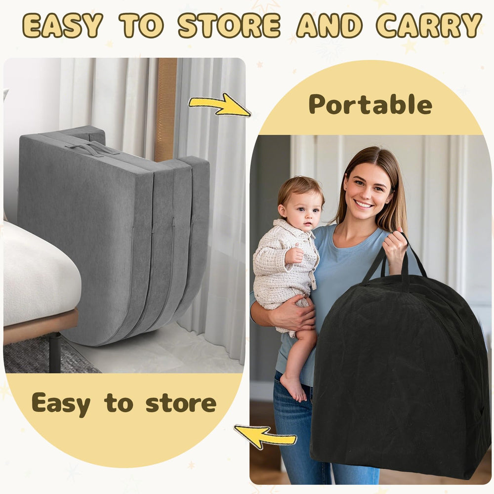 Tykacna travel toddler bed as a lounger for storytime and calm moments.