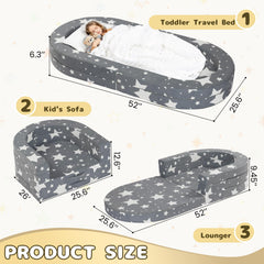 Tykacna travel toddler bed setup shows quick expansion for on-the-go use.