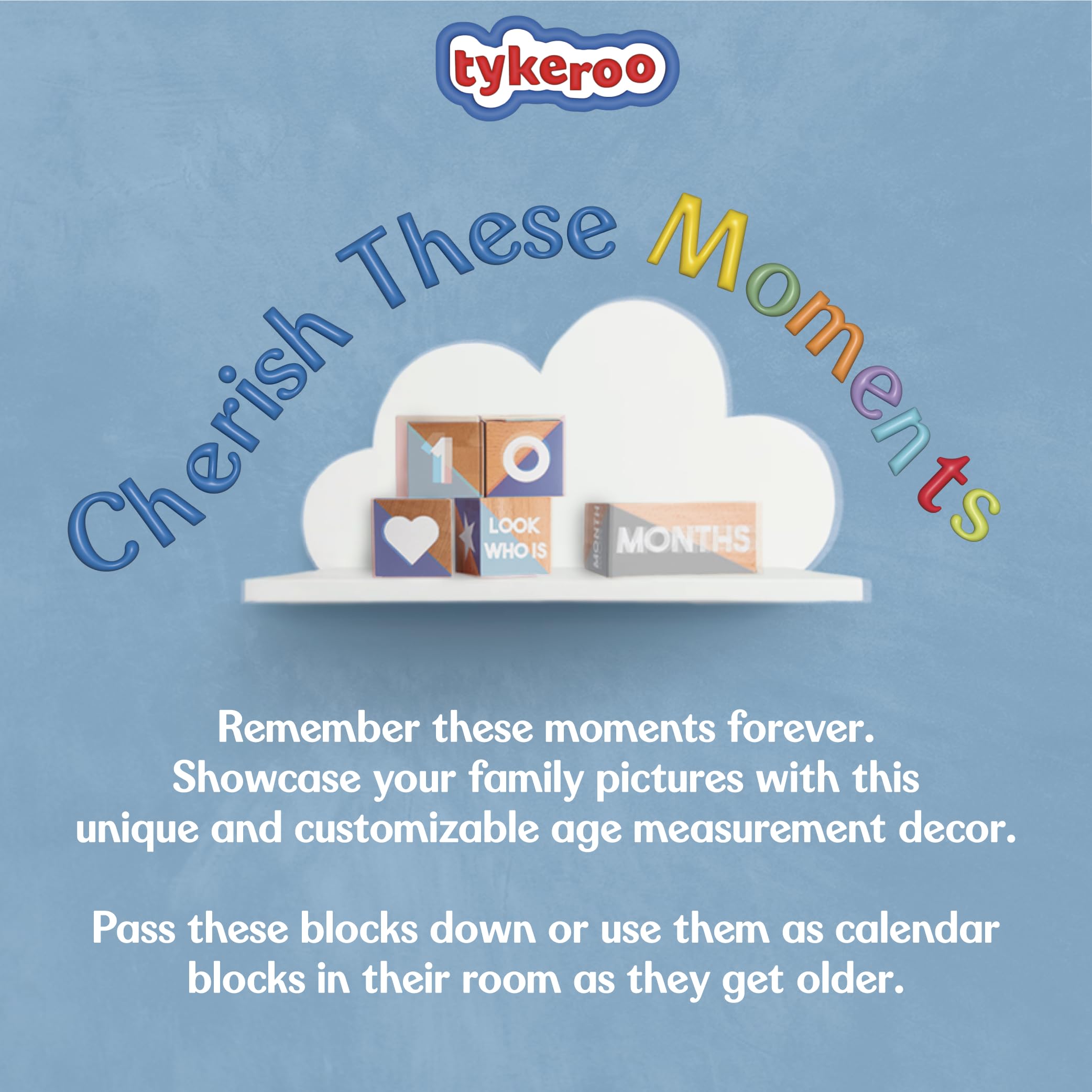Tykeroo Milestone Blocks gifting idea for baby showers and newborn decor.