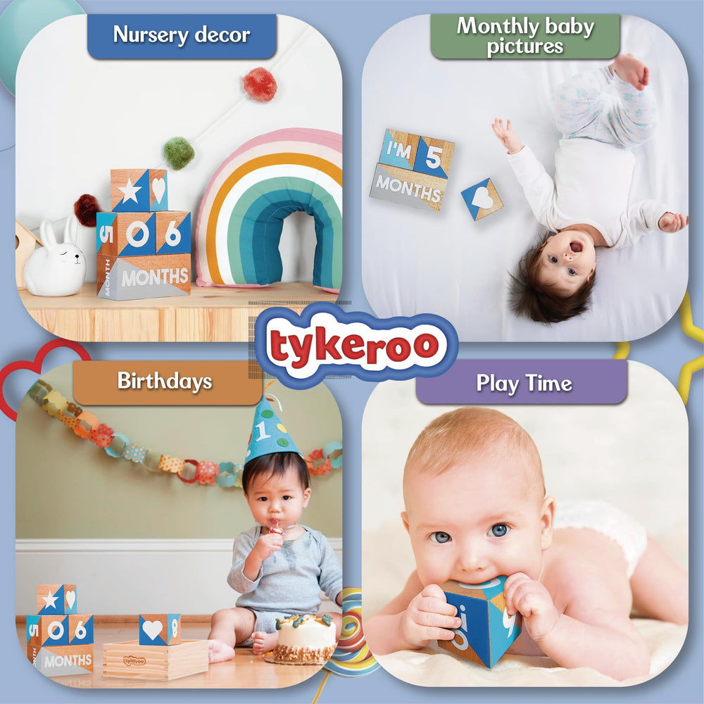 Tykeroo Milestone Blocks photo props setup showcases glossy finish for polished photos.