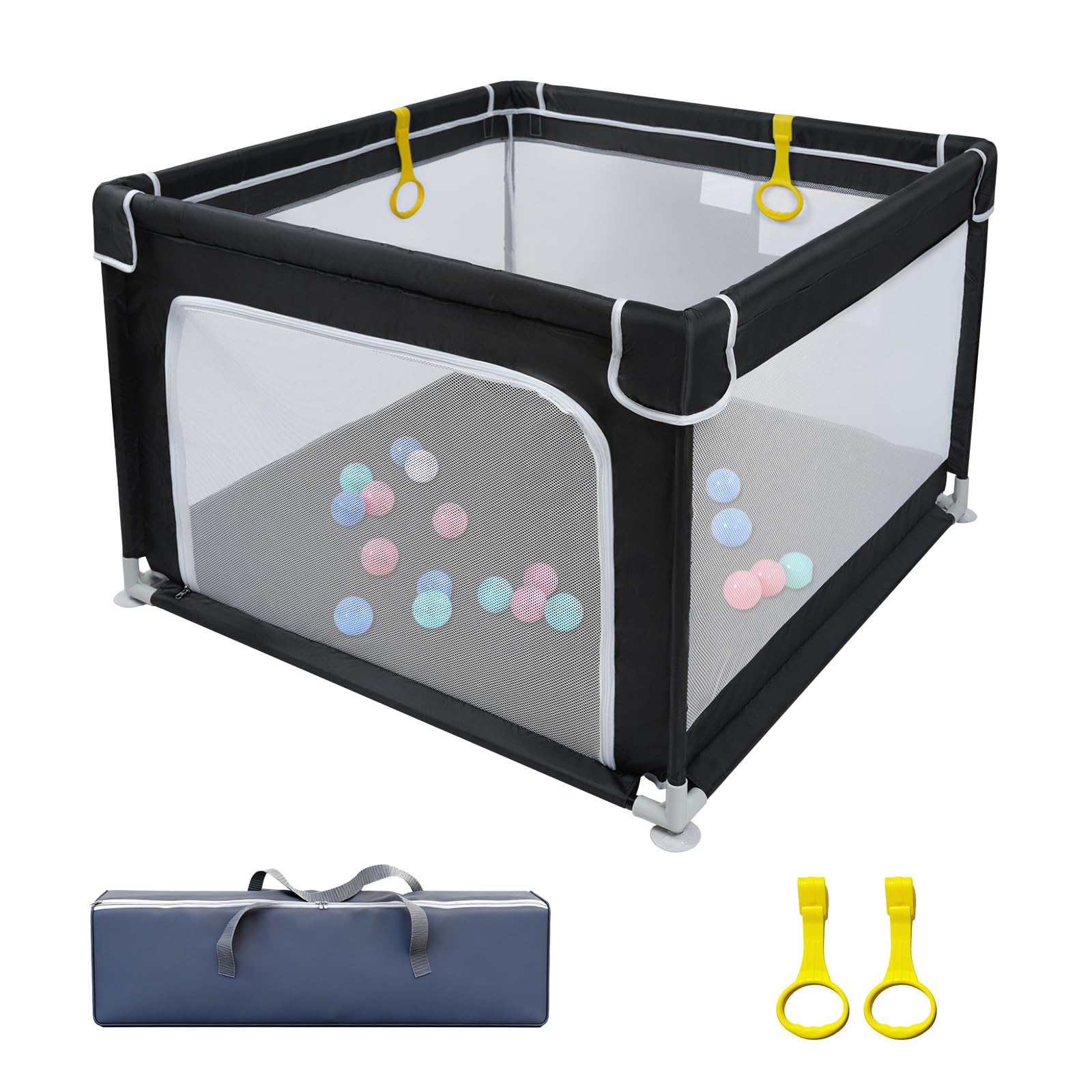 TYLAOZHAO baby playpen 360-degree mesh view enables safe supervision.