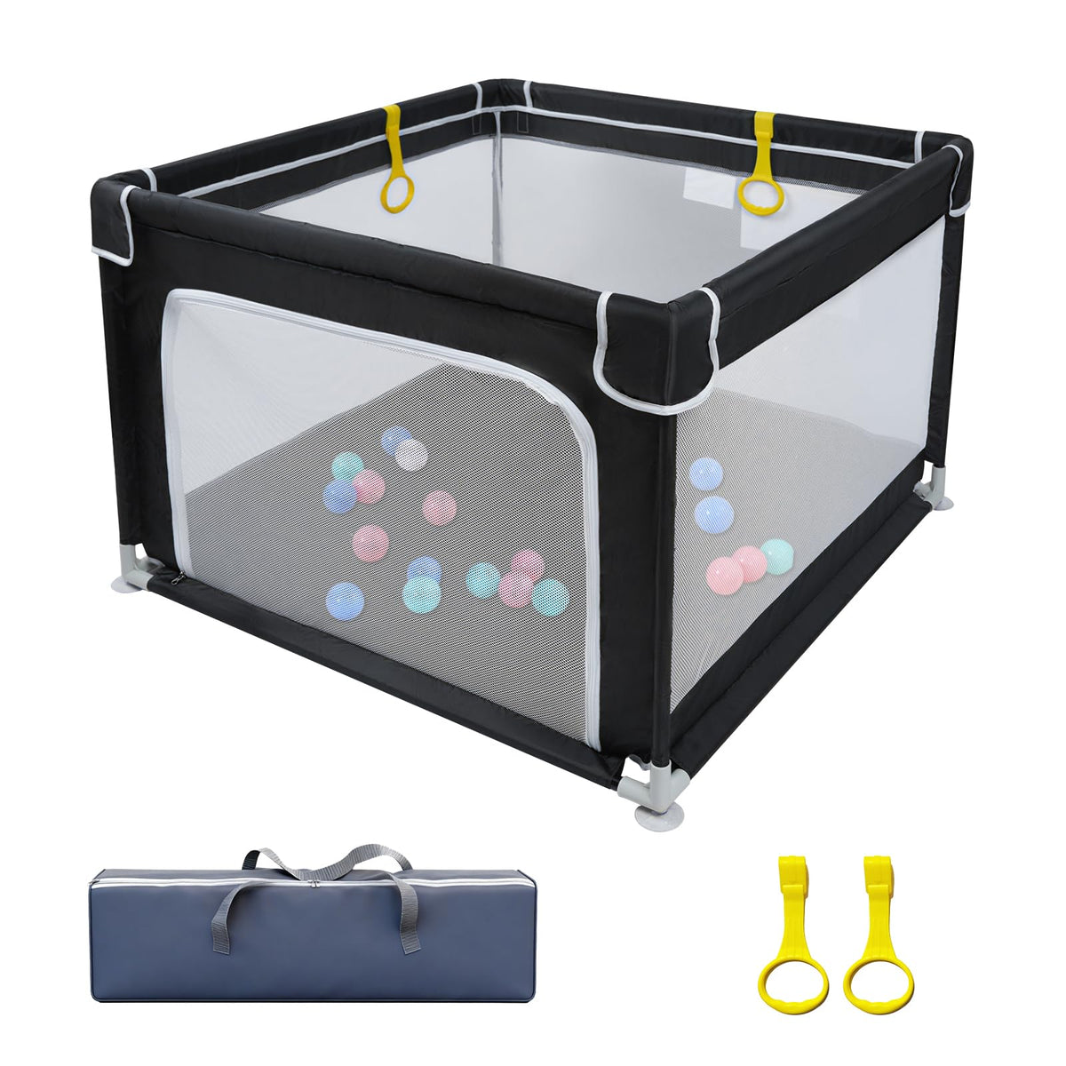TYLAOZHAO baby playpen 360-degree mesh view enables safe supervision.
