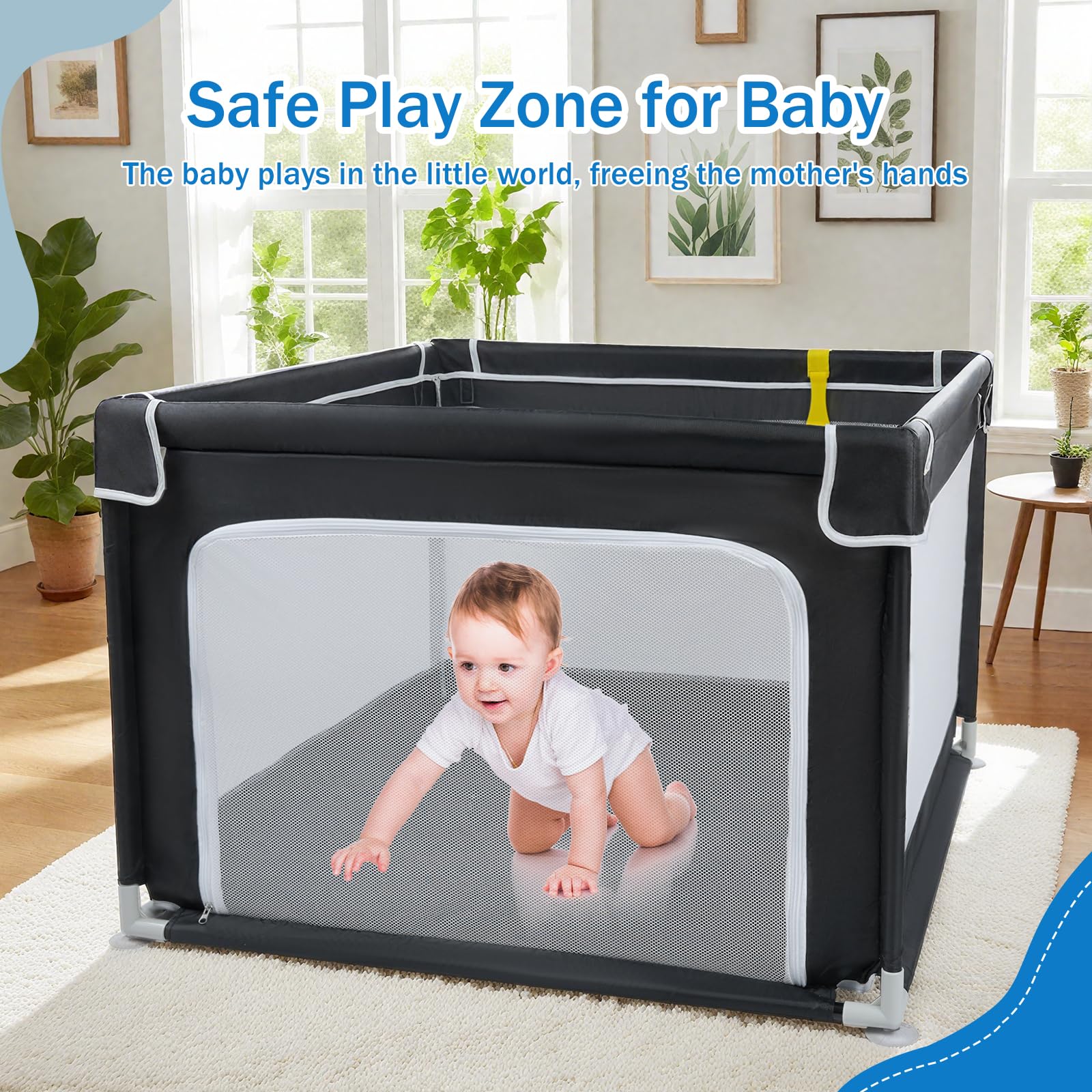 TYLAOZHAO 36x36 inch play yard fits compact rooms.