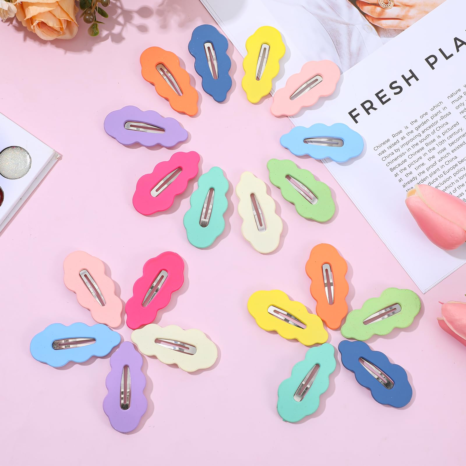 Tyqour candy-colored clips display 10 colors for mix-and-match.