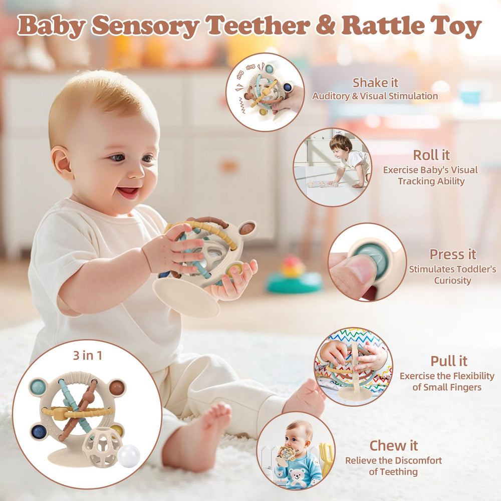 TYRY.HU baby suction toy on high chair enables hands-free teething fun