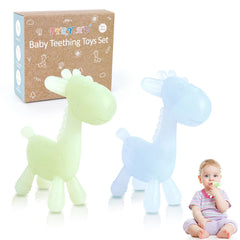 TYRY.HU giraffe teething toy close up shows safe silicone chewing for gums