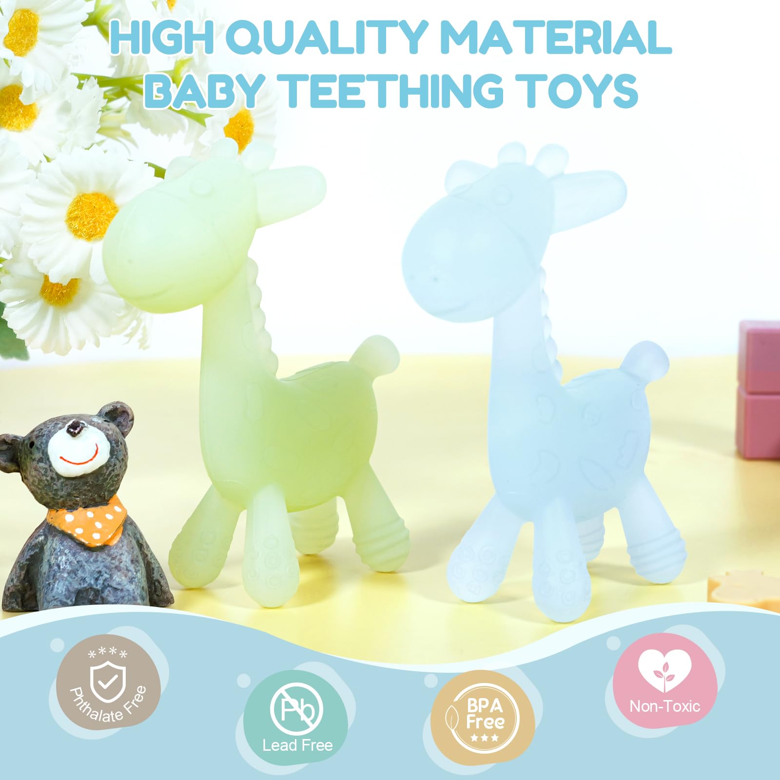 TYRY.HU giraffe-design teether shown with a convenient two-pack option