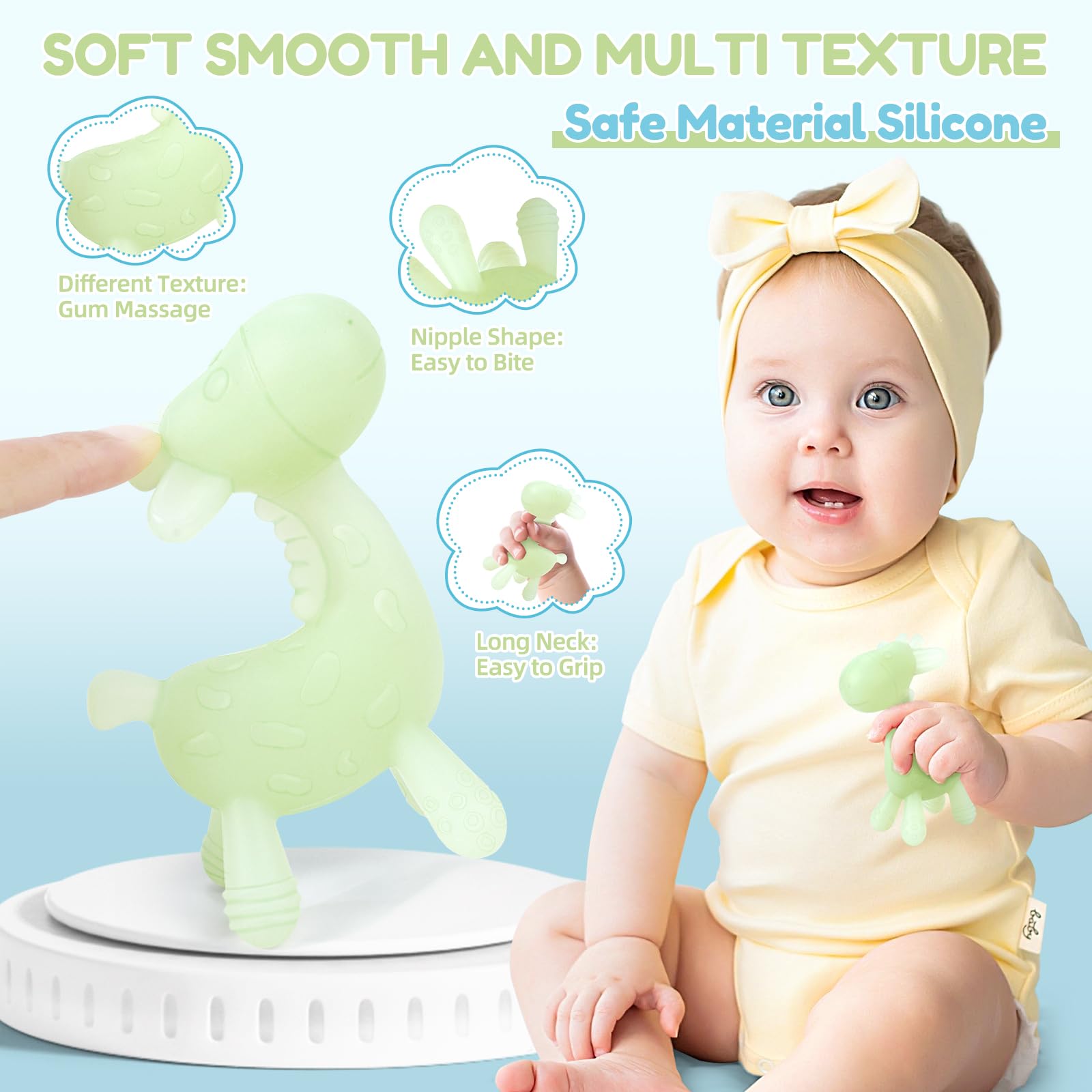 TYRY.HU soft silicone texture teether highlights baby friendly chew surface
