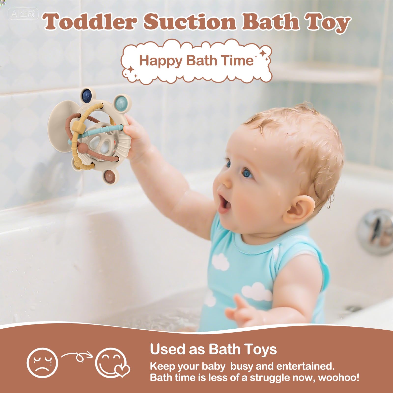 TYRY.HU bath tub teether demonstrates water-safe play during bath time