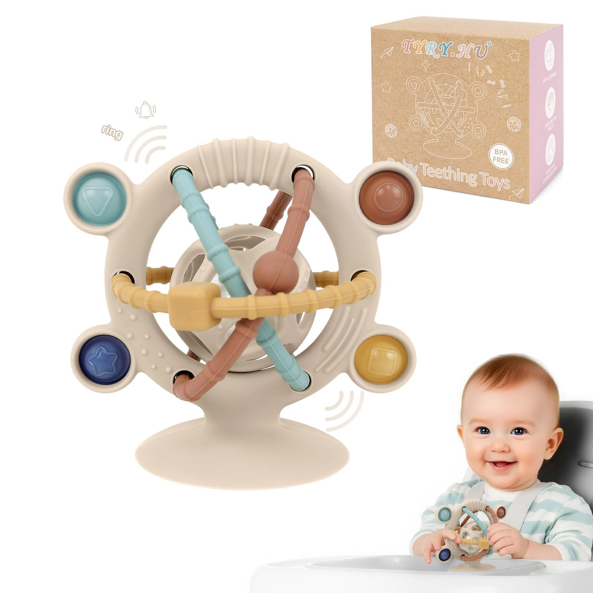 TYRY.HU silicone teether textures closeup showcases varied bumps for soothing gums