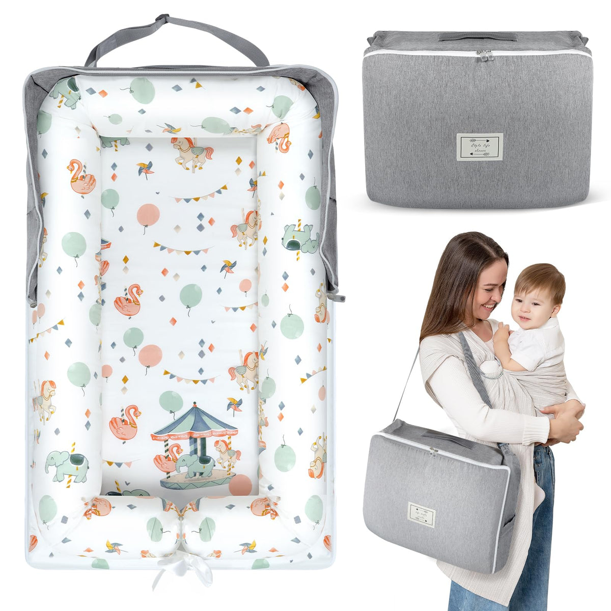 Tywop Baby Lounger folded-travel-design showcases portable setup for on-the-go naps and car trips