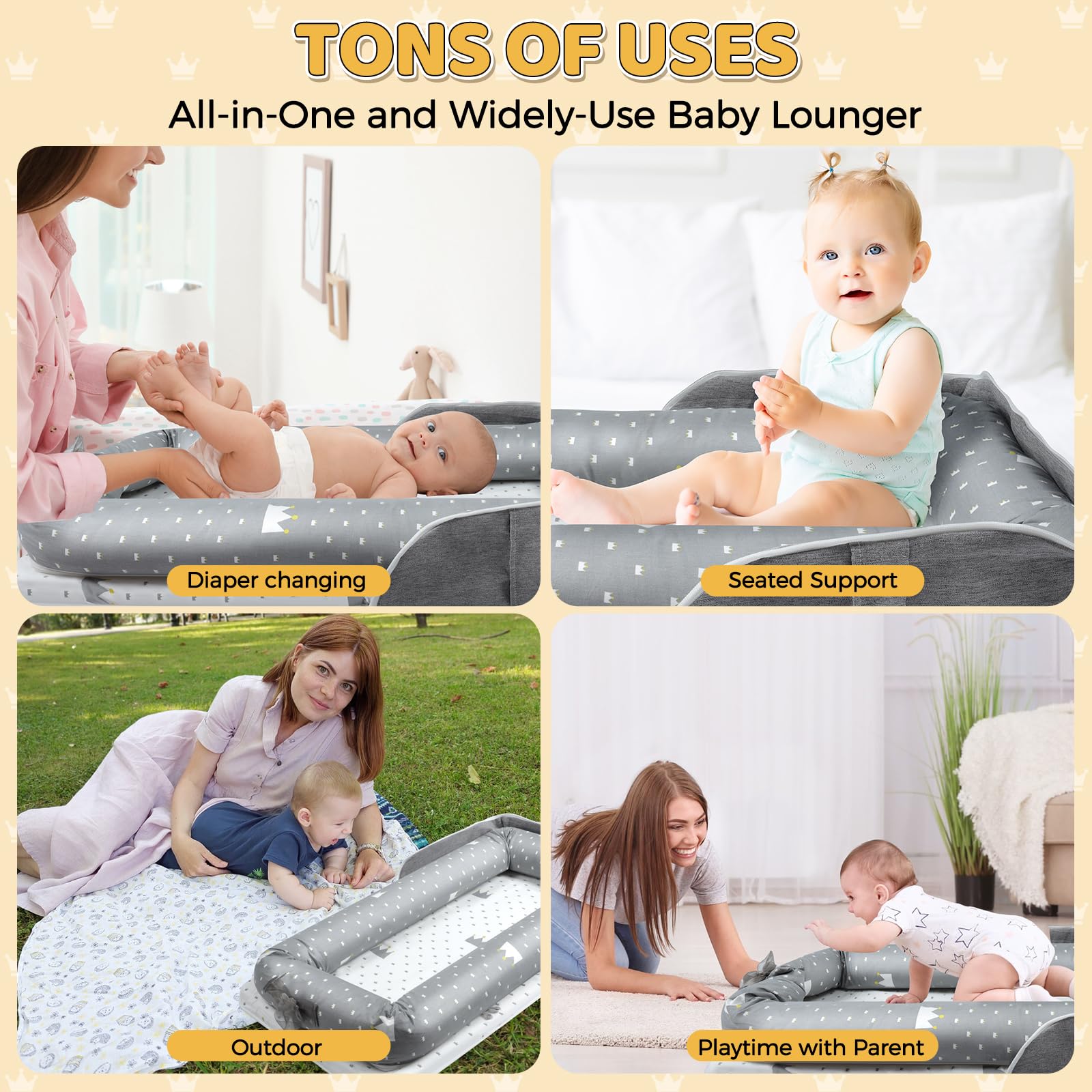 Tywop baby lounger lightweight portable design ideal for home, travel, or visiting relatives
