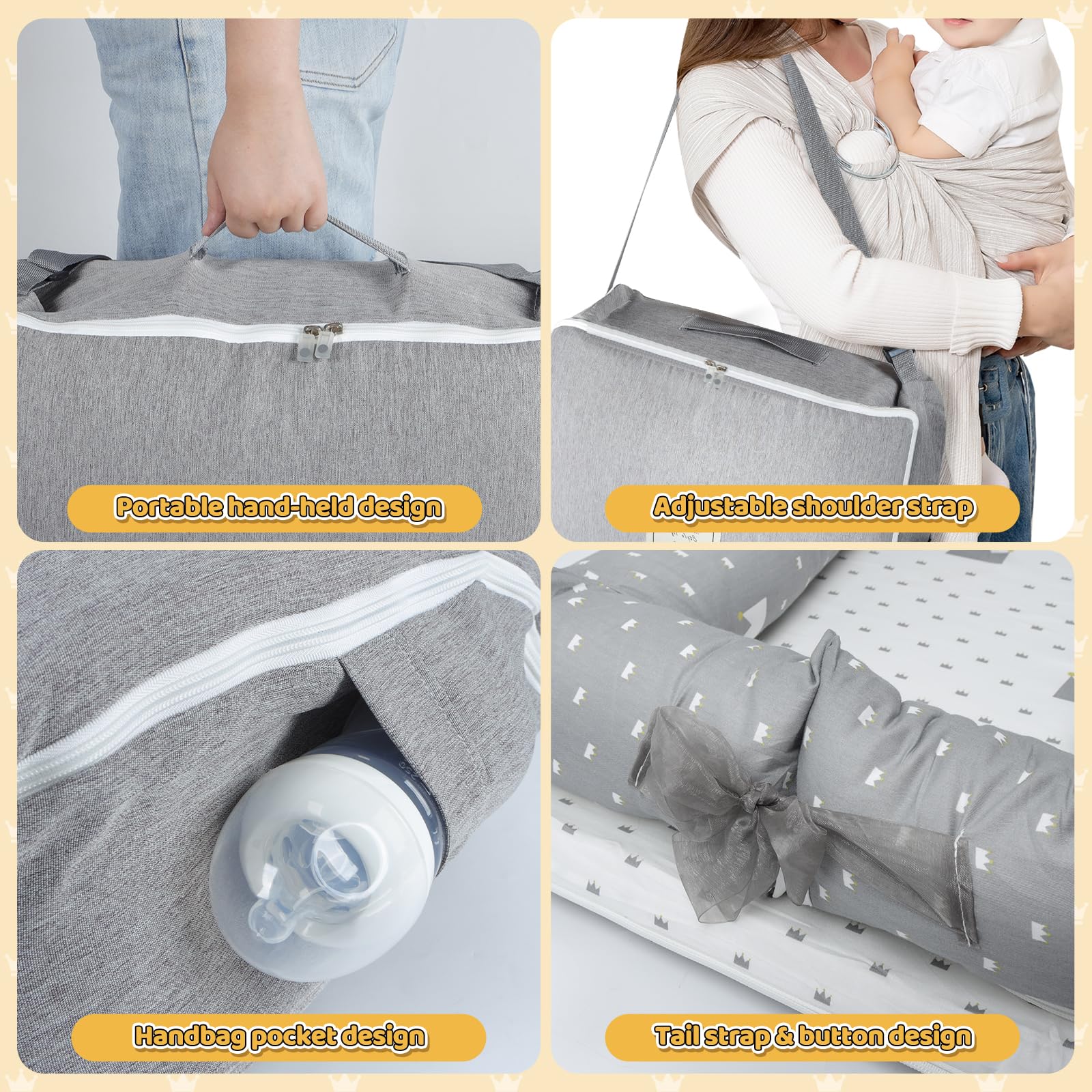 Tywop baby lounger premium cotton build offers breathable, cozy space for newborns