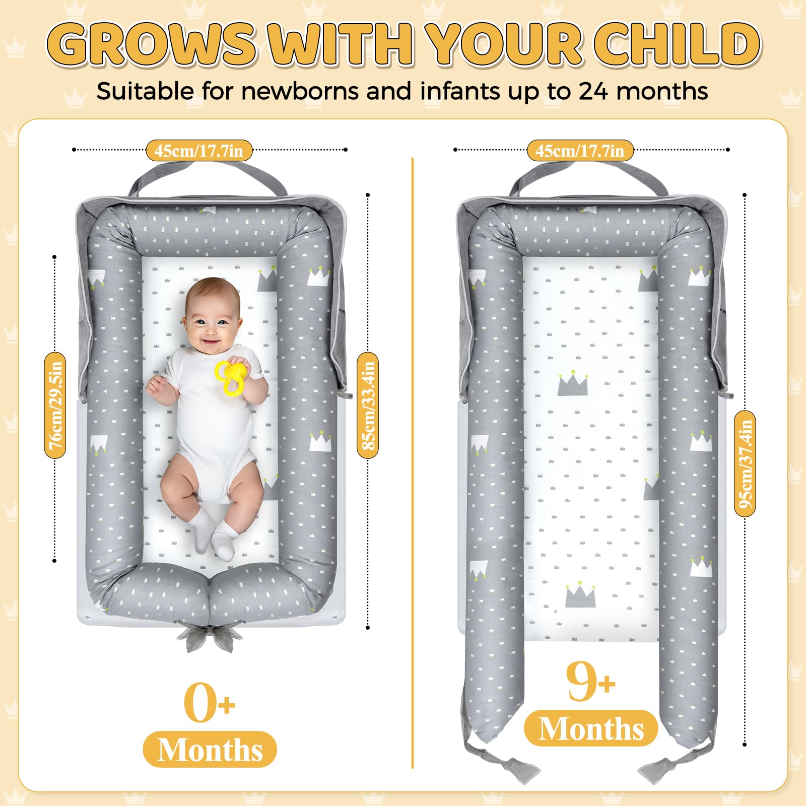 Tywop baby lounger soft cotton breathable material providing gentle, secure space for naps