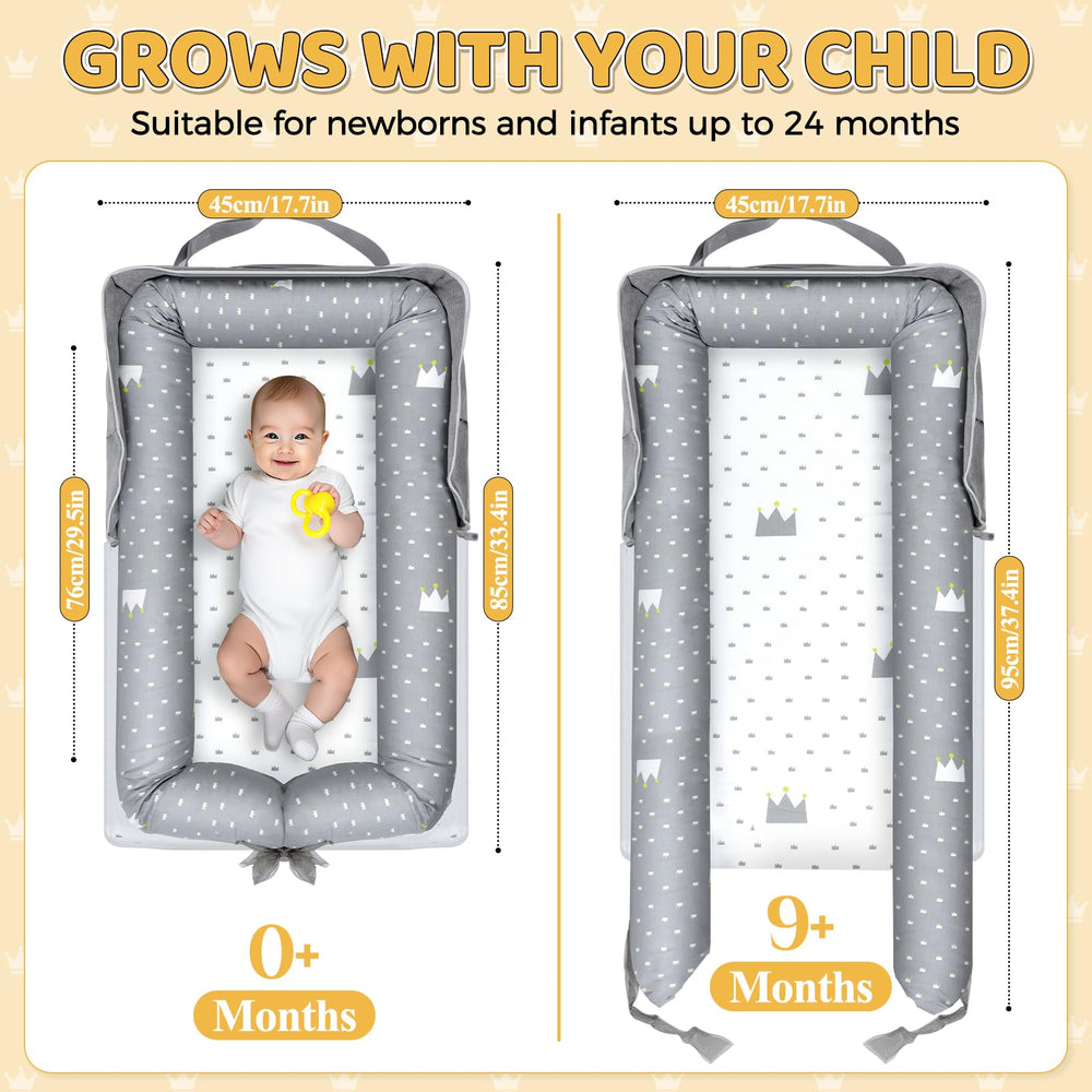 Tywop baby lounger soft cotton breathable material providing gentle, secure space for naps