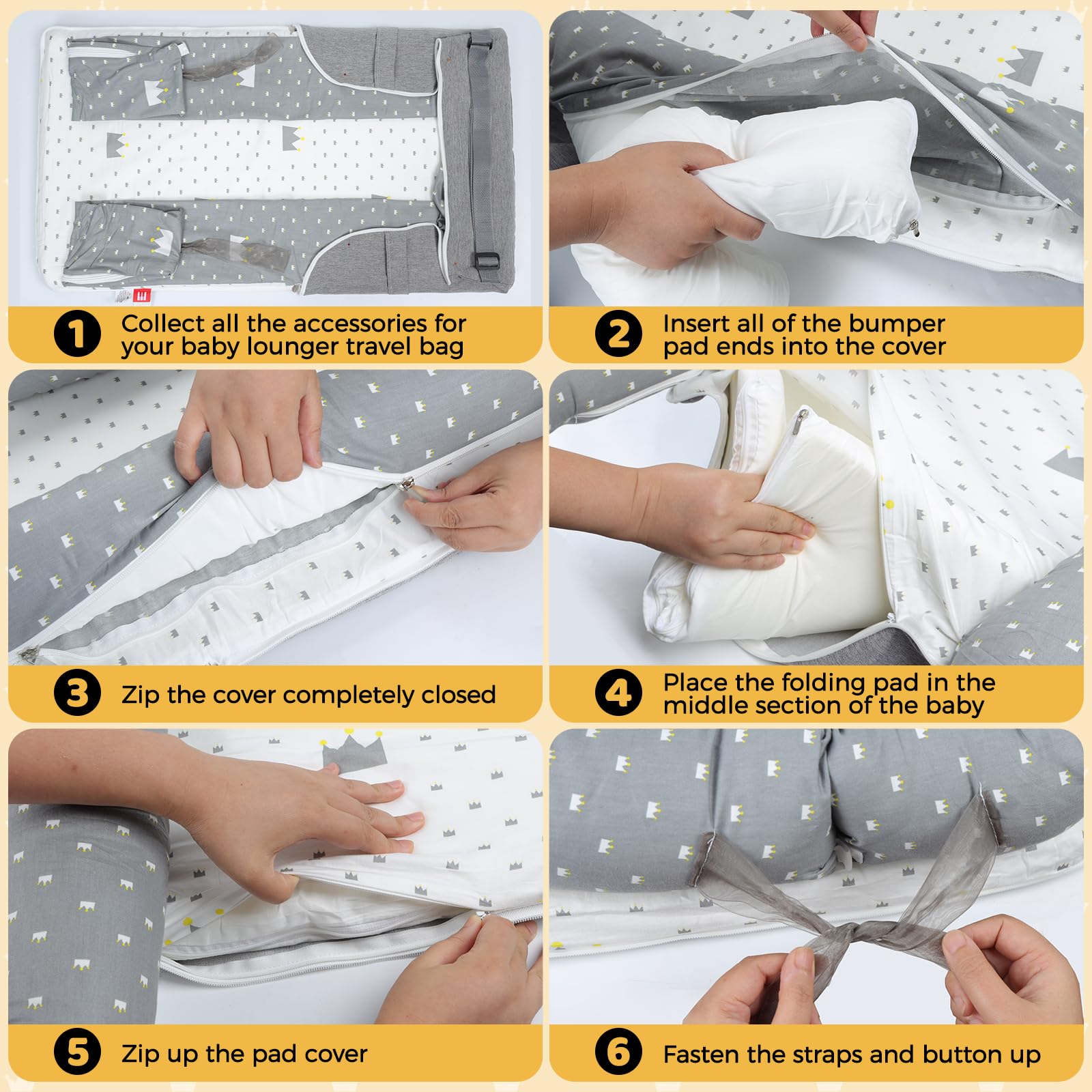 Tywop baby lounger durable dual-zipper cover enables easy removal for washing