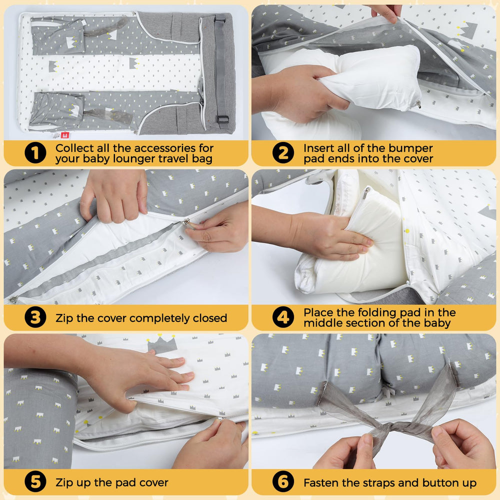 Tywop baby lounger durable dual-zipper cover enables easy removal for washing