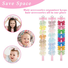 TZHEK pink bow organizer wall hanger saves space and showcases bows